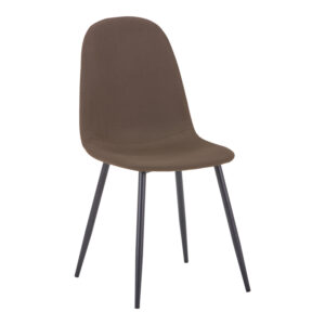 Chair Bella pakoworld brown fabric-black metal leg 43x52x88cm