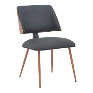 Chair Ubane pakoworld black pu-walnut metal legs 53x62.5x85cm