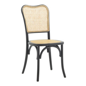 Chair stackable Zozele pakoworld natural rattan pe-black toon wood 45x51x88cm