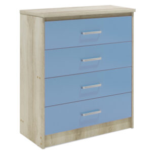 Children's chest of 4 drawers Drawer Looney pakoworld in castillo-blue colour 80x40x95