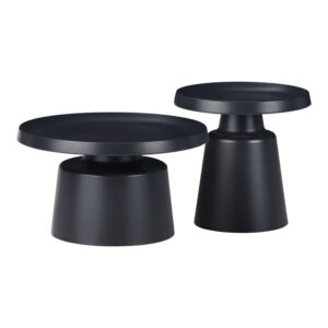 Coffee table Ginoze Inart 2 pieces set black color metal