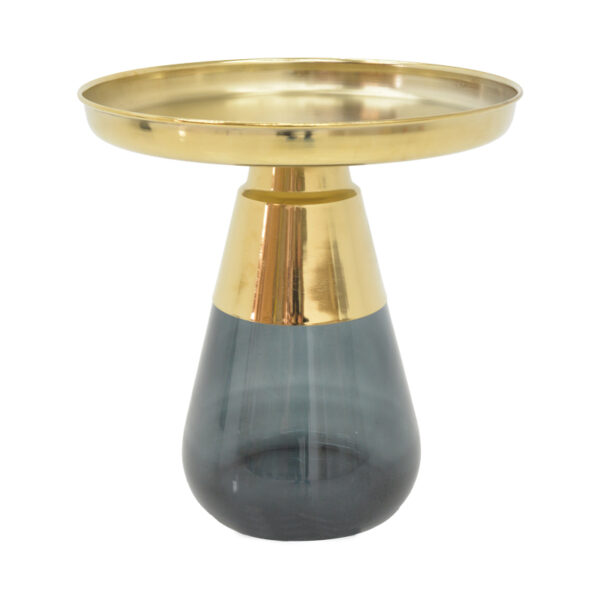 Coffee table Kunlo Inart gold chrome-black glass D50x53.5cm