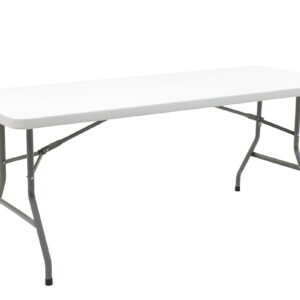 Commercial folding camping table Aprilia pakoworld in colour white granite 183x76x74cm