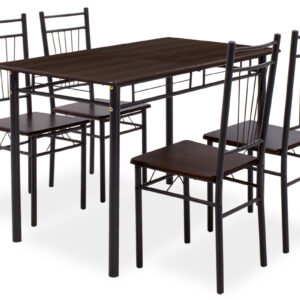 Dining set Roza pakoworld 5pcs color dark walnut - legs black matte 120x70x75cm