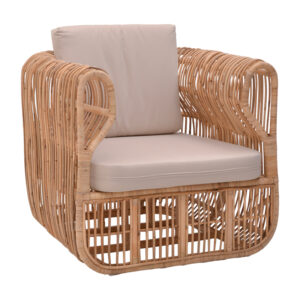 Fajole armchair pakoworld natural color rattan-beige cushion 86x86x66cm