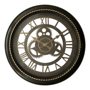 Ferm Inart wall clock in antique black and gold tone D61x6cm