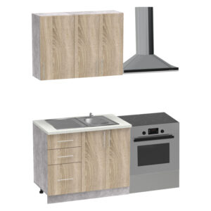 Festa I kitchen unit pakoworld melamine in sonoma color 100x60x85cm