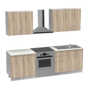 Festa V kitchen unit pakoworld melamine in sonoma color 160x60x85cm