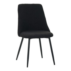 Giselle chair pakoworld bouclé fabric in black shade 51x52x82cm