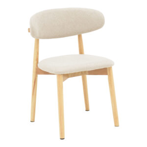 Ubene pakoworld rubberwood and fabric chair in natural and beige shade 46x58x79cm