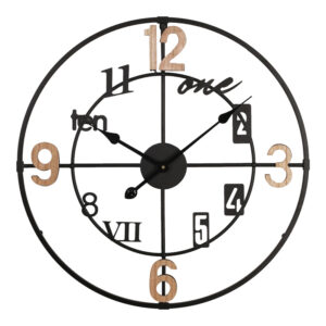 Wall clock Plusser Inart metal in black shade 60x2.5x60cm