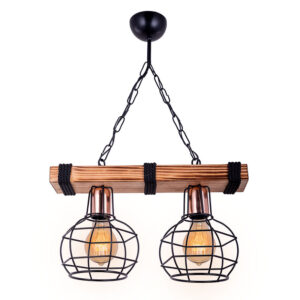 2-light ceiling light PWL-1033 pakoworld E27 walnut-black 40x15x60cm