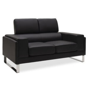 2 seater sofa Shea pakoworld in black pu-inox 158x80x87cm