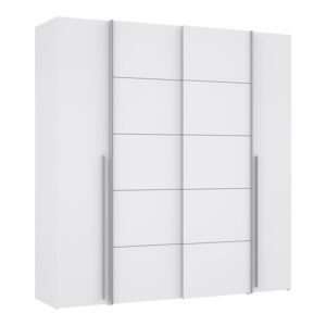 4-door wardrobe Lamore pakoworld white melamine 200x61.5x210.5cm