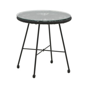 Acapulco table pakoworld black metal - pe rattan in black shade D50x50cm