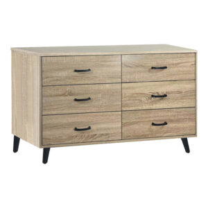 Adrenile pakoworld mdf chest of drawers in natural shade and black metal leg 120x40x74cm