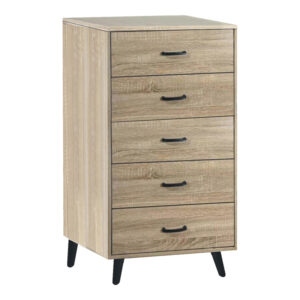 Adrenile pakoworld mdf chest of drawers in natural shade and black metal leg 80x40x114cm