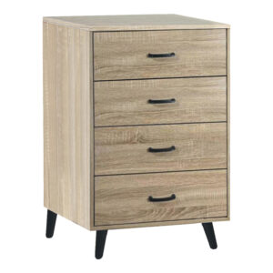 Adrenile pakoworld mdf chest of drawers in natural shade and black metal leg 80x40x84cm