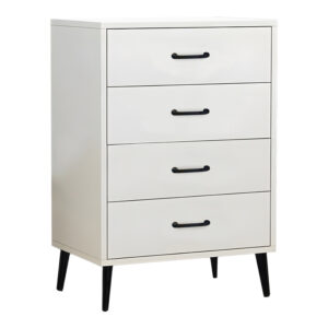 Adrenile pakoworld mdf chest of drawers in white shade and black metal leg 80x40x84cm