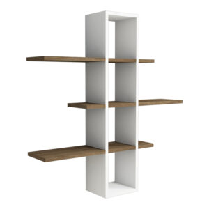 Akira pakoworld melamine wall shelf in walnut-white shade 96x19.5x101cm