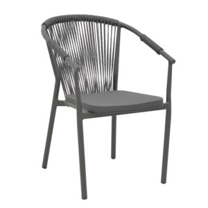 AluminumAluminum armchair Convince pakoworld stackable anthracite frame-textilene-rattan 56x63x82cm