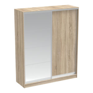 Aparador pakoworld two-leaf sliding wardrobe with mirror in sonoma color 180x60x220cm