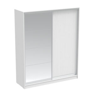 Aparador pakoworld two-leaf sliding wardrobe with mirror in white color 180x60x220cm