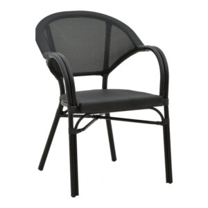 Armchair Elyza  pakoworld black aluminum-black textilene 57x62x84cm