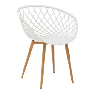 Armchair Ezra pakoworld white pp-natural metal leg 62x42x82cm