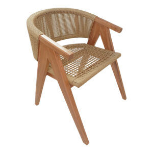 Armchair Wolly pakoworld teak wood and pe rope in natural shade 60x60x76cm