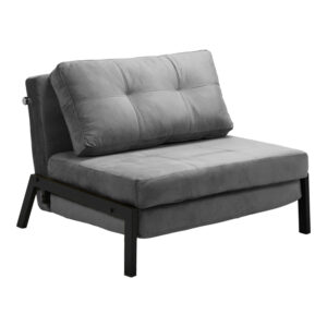 Armchair-bed Fancy pakoworld velvet fabric in anthracite shade and black metal leg 95x98x70cm