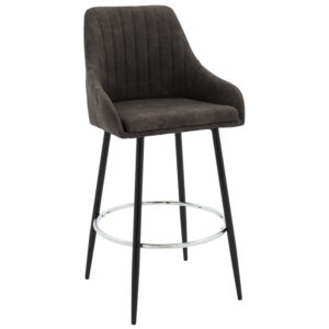 Bar Stool Cody metal black legs - fabric anthracite color