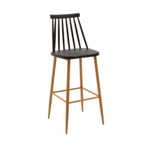 Bar stool Aurora pakoworld PP black-natural 42x49x109εκ