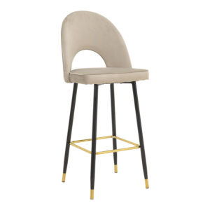 Bar stool Casenio pakoworld beige velvet-black-gold metal base 48x50x117cm