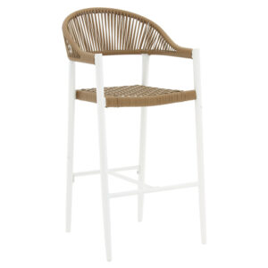 Bar stool Kerr pakoworld pe rattan natural-leg white aluminum