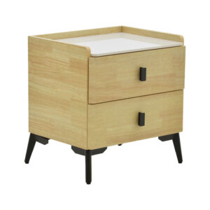 Bedside Alessio pakoworld mdf natural-black metal 46x37x47cm