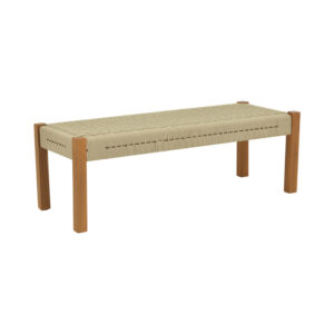 Bench Uma pakoworld teak wood and pe rope in natural shade 120x45x40cm