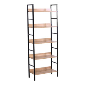 Bookcase Elbo pakoworld natural-black steel 60x28x160cm