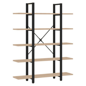 Bookcase Esthon pakoworld natural-black metal 120x28x180cm