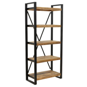 Bookcase Miles pakoworld solid mango wood natural-black 80x40x180cm