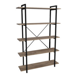 Bookcase Reson pakoworld oa melaminek-black metal 120x34x180cm