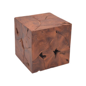 Boxy Inart stool natural solid teak wood 40x40x40cm