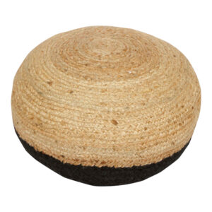 Brana Inart jute stool-pouf in natural and blue shade D40x30cm