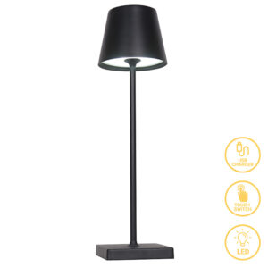 Brave pakoworld LED touch table lamp rechargeable black D10x35cm