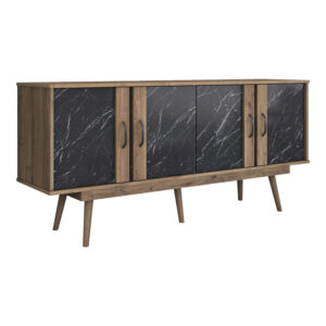 Buffet Suckie I pakoworld walnut-black marble look melamine-walnut pp leg 180x45x82.6cm