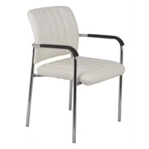 Cazen stackable guest chair pakoworld white pu-chrome leg 55x49x84cm