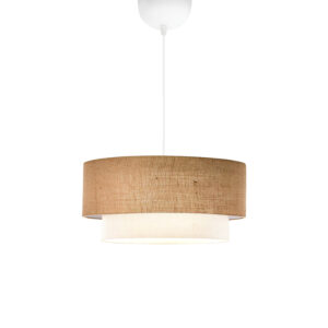 Ceiling lamp Sombre pakoworld jute and fabric in beige-ecru color D30x15cm