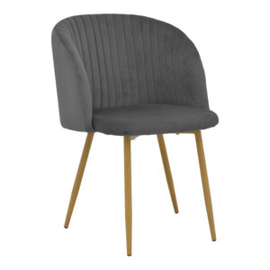 Chair Anelie pakoworld dark grey velvet-natural metal leg 45x59x78cm