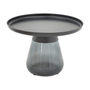 Coffee table Kunlo Inart black metal-black glass D60x42cm