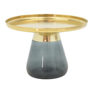 Coffee table Kunlo Inart gold chrome-black glass D60x42cm